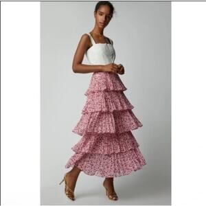 AMUR Paisley Tiered Maxi Skirt 0